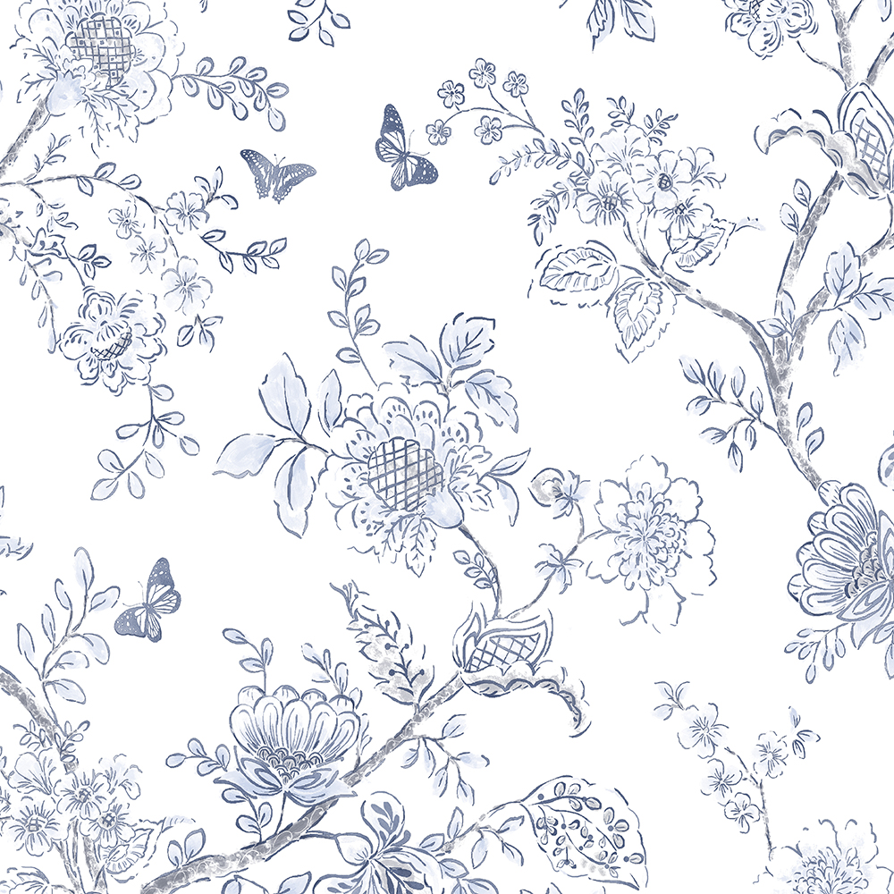 Patton Wallcoverings FH37539 Farmhouse Living Butterfly Toile Wallpaper